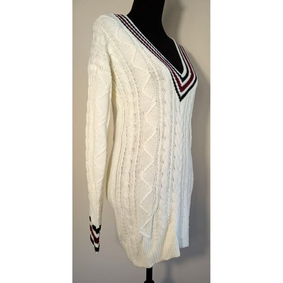 Sweater Dress Cable Knit White Multicolor sz Small Sexy Short - Picture 5 of 16